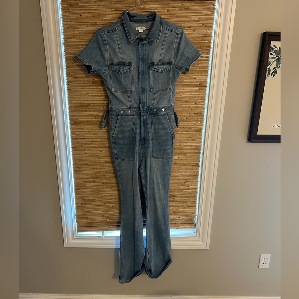 NWT GOOD AMERICAN Fit For Success Bootcut Jumpsuit Denim Large